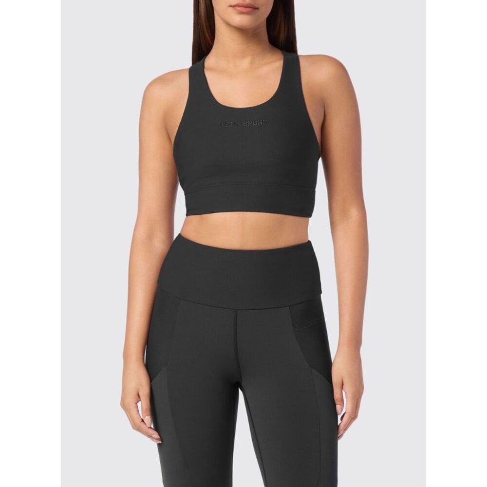 Cropped Slim Fit Sports Top Plein Sport In Jersey With Criss-Cross Straps